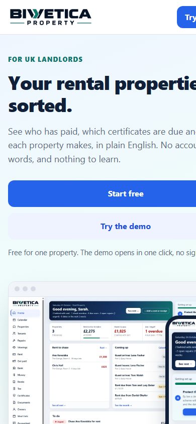 Bivetica Property on a phone