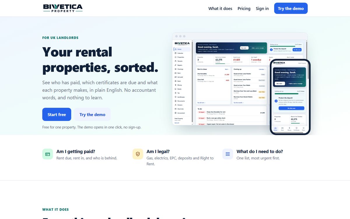 Bivetica Property landlord software